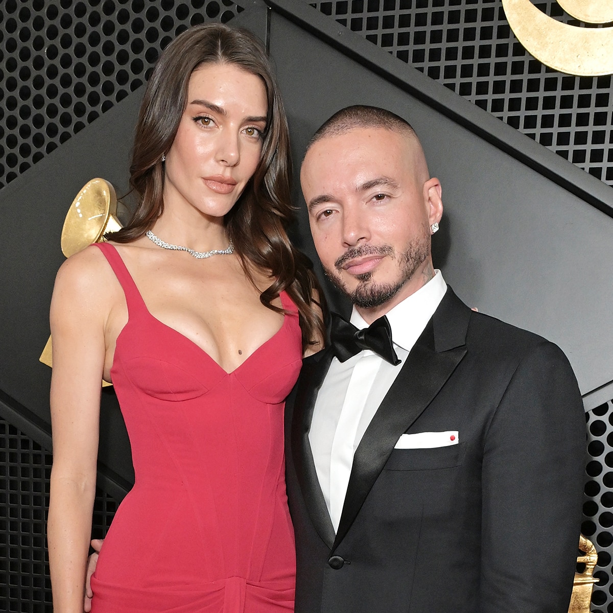 Valentina Ferrer and J Balvin arrive at the Grammys 2026 red carpet, Couples