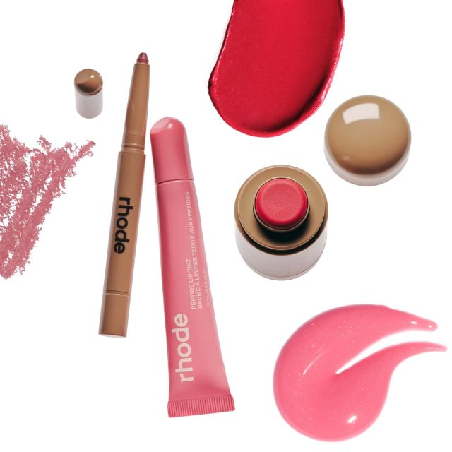 Rhode New Red Pocket Blush, Peptide Lip Tints, Bubble Case