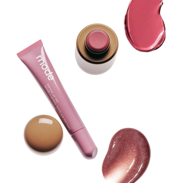 Rhode New Red Pocket Blush, Peptide Lip Tints, Bubble Case