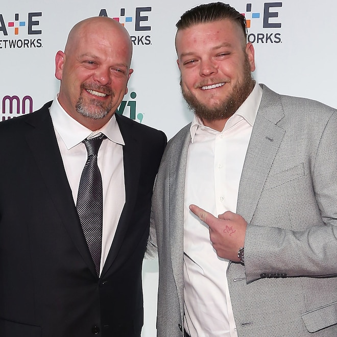 Rick Harrison (L) and Corey Harrison attend A+E Network's 2015 Upfront at Park Avenue Armory on April 30, 2015 in New York City.