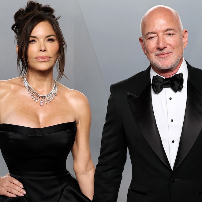 Lauren Sánchez and Jeff Bezos attend the Vanity Fair Oscar Party 2026 at Los Angeles County Museum of Art on March 15, 2026 in Los Angeles, California