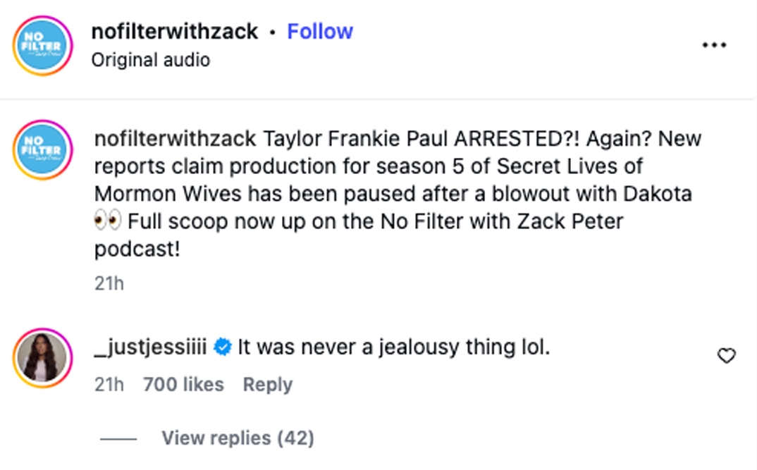 Jessi Ngatikaura Instagram Comment