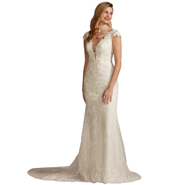 white wedding dress with gold beading Honey Couture CLEO White & Gold Beaded Formal Gown main image 1