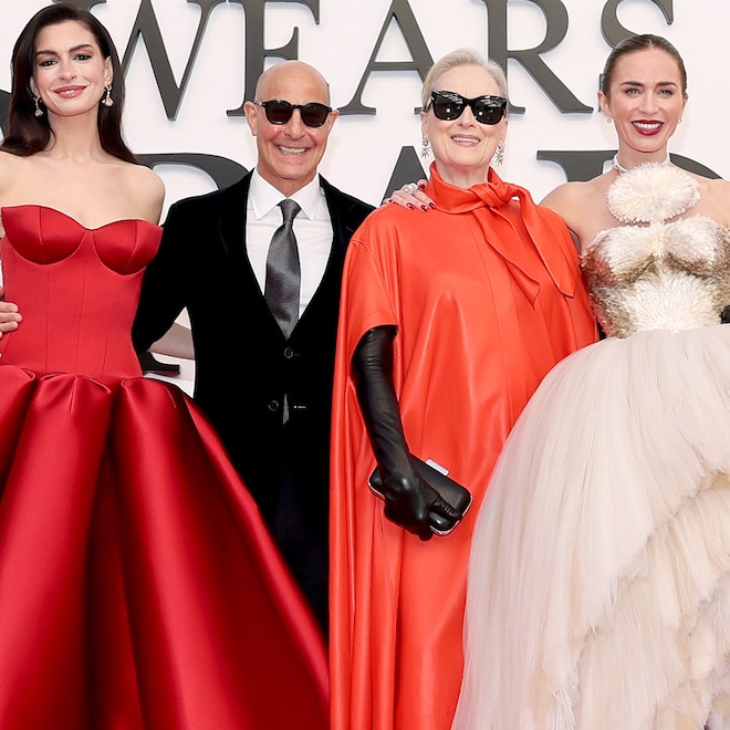 Anne Hathaway, Stanley Tucci, Meryl Streep and Emily Blunt attend the world premiere of The Devil Wears Prada 2 at Lincoln Center in New York, New York on April 20, 2026.