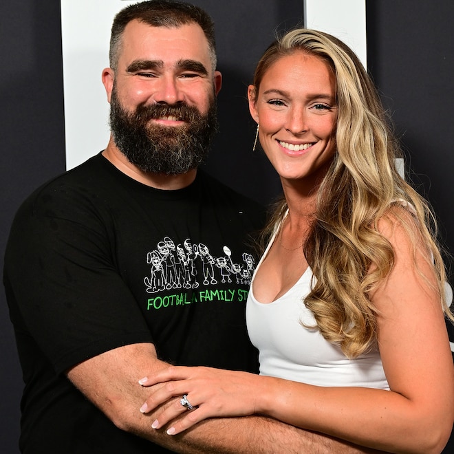 Jason Kelce and Kylie Kelce attend Thursday Night Football Presents The World Premiere of "Kelce" on September 08, 2023 in Philadelphia, Pennsylvania.