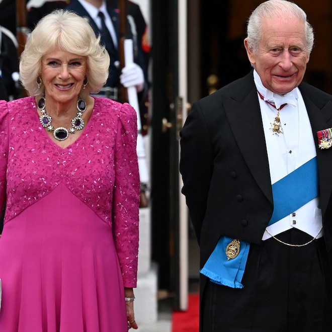 Queen Camilla, King Charles III at an official state dinner hosted by the President and First Lady at The White House