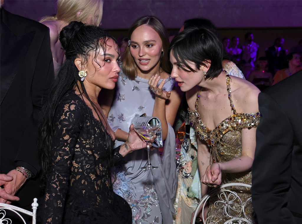 Zoë Kravitz, Lily-Rose Depp and Gracie Abrams attend the 2026 Met Gala, inside, candids