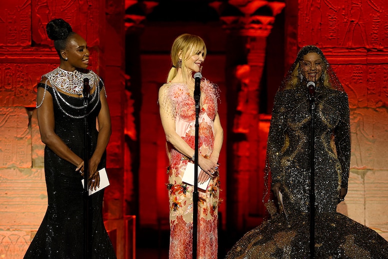 Venus Williams, Nicole Kidman and Beyoncé speak onstage during the 2026 Met Gala candid
