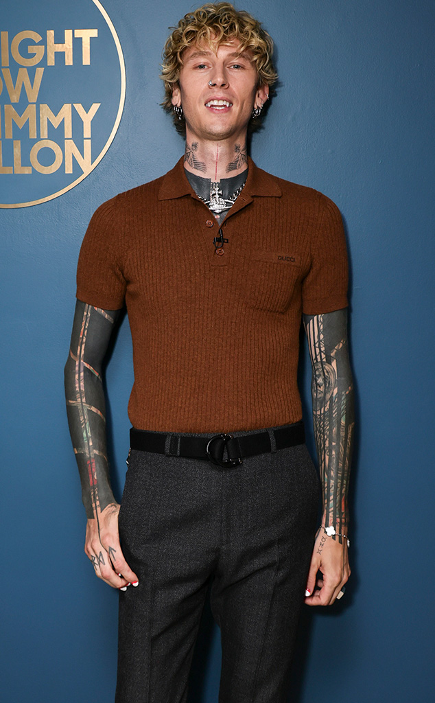 Singer-songwriter mgk poses backstage on Monday, August 4, 2025